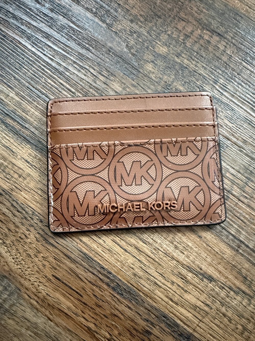 Michael Kors Tan/Brown MK Logo Card Holder